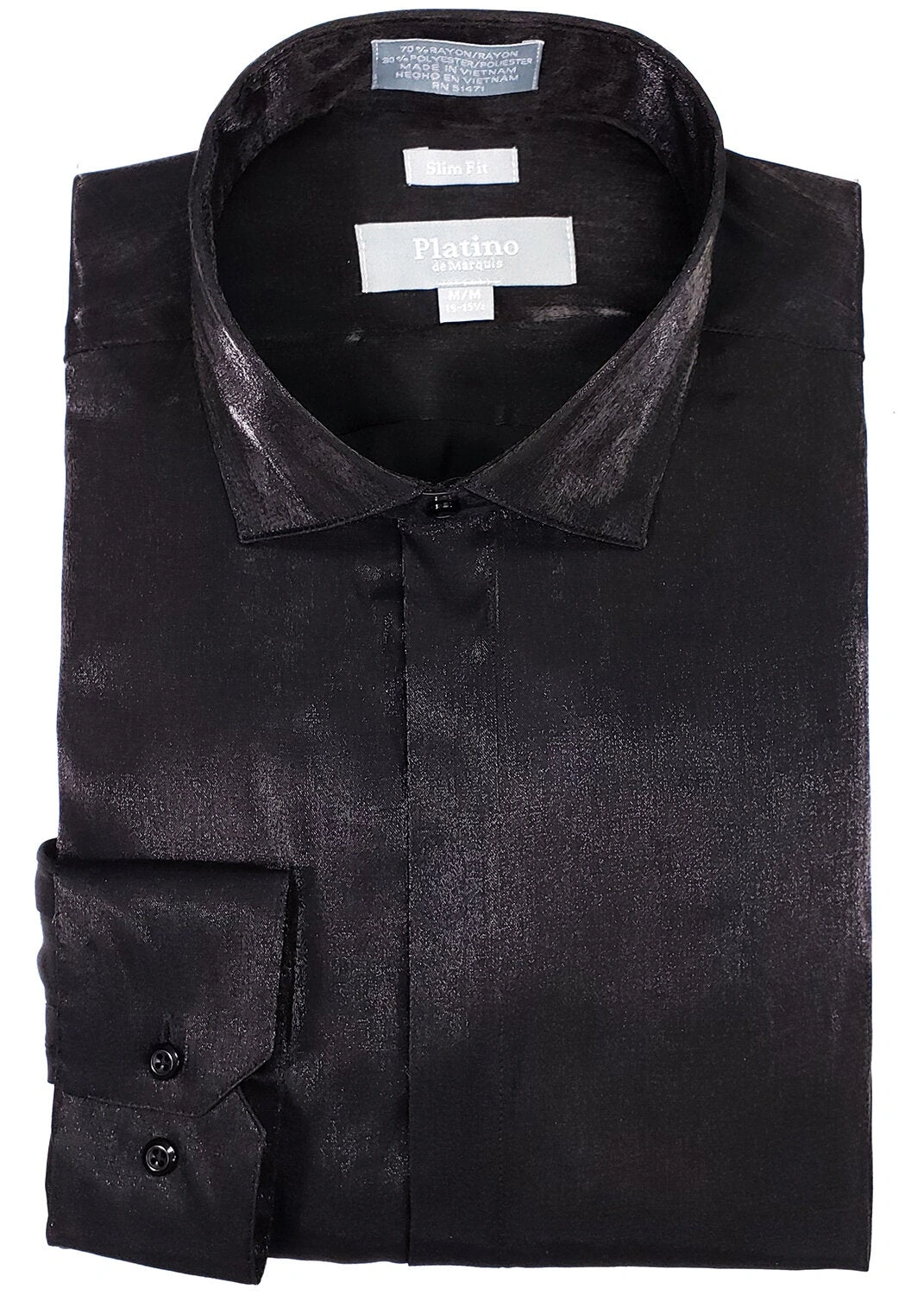 Black Satin Slim Fit: Platino Elegance. 20101SL. Dress to Impress. Own the Night.